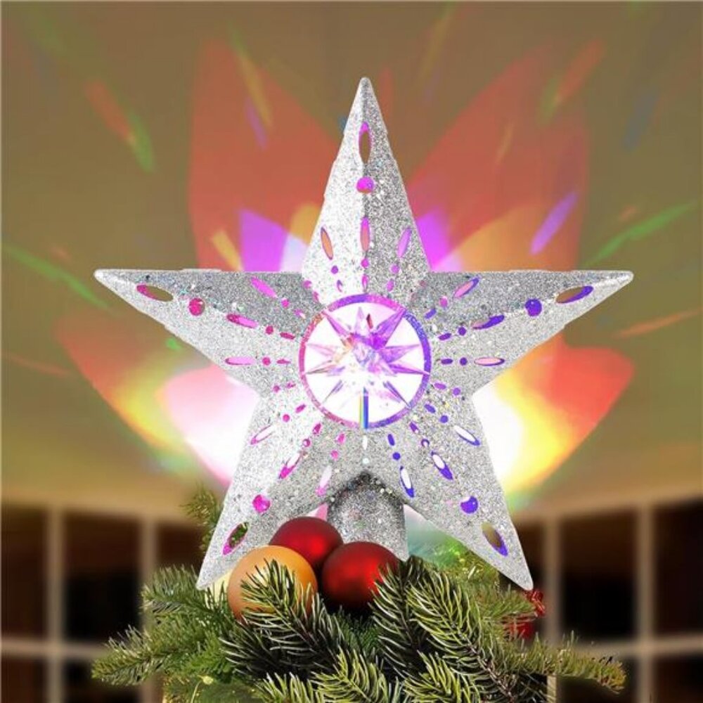 Christmas Tree Topper Star: Lighted with Automatic Rotating Multicolor